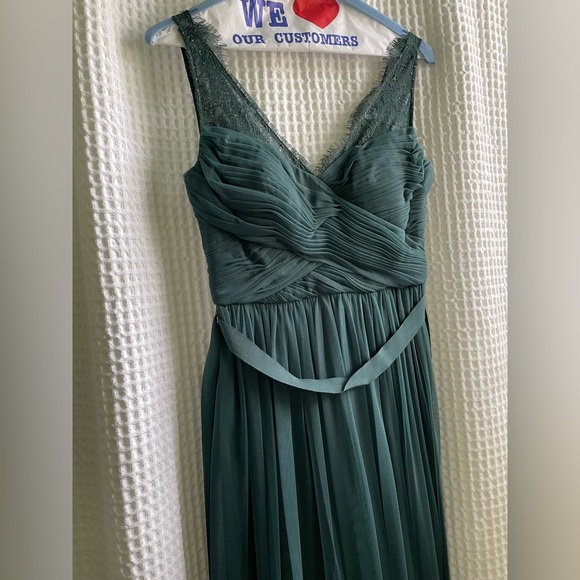 BHLDN Dresses Bhldn Teal Dark Emerald Green Lacy V Neck Bridesmaid